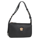 VERSACE Hand Bag Leather Gold Black Auth 118698M-1