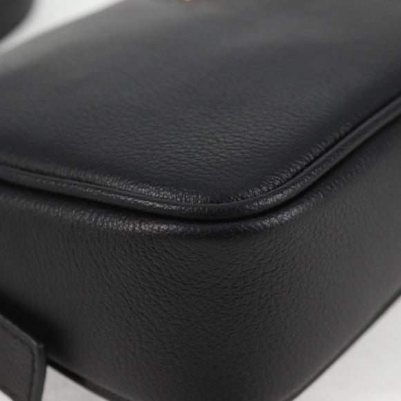 VERSACE Hand Bag Leather Gold Black Auth 118698M