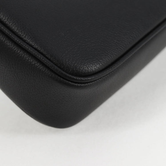 VERSACE Hand Bag Leather Gold Black Auth 118698M