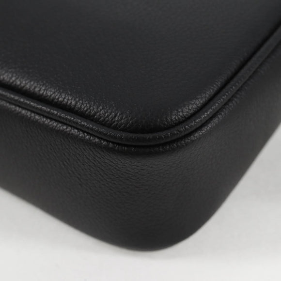 VERSACE Hand Bag Leather Gold Black Auth 118698M