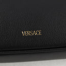 VERSACE Hand Bag Leather Gold Black Auth 118698M-17