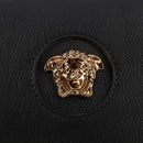 VERSACE Hand Bag Leather Gold Black Auth 118698M-18