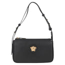 VERSACE Hand Bag Leather Gold Black Auth 118698M-13