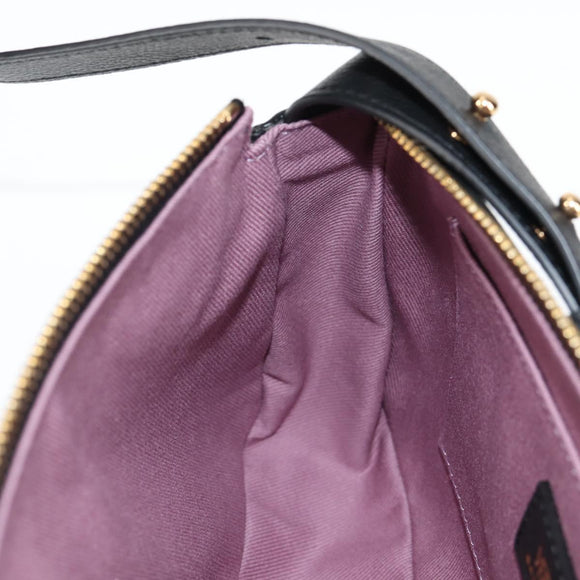 VERSACE Hand Bag Leather Gold Black Auth 118698M