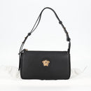 VERSACE Hand Bag Leather Gold Black Auth 118698M-12