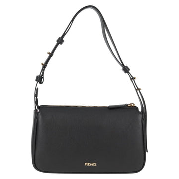 VERSACE Hand Bag Leather Gold Black Auth 118698M - 0