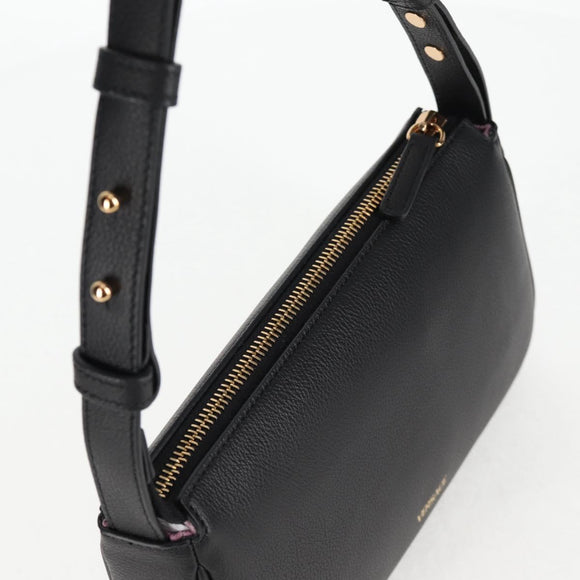 VERSACE Hand Bag Leather Gold Black Auth 118698M