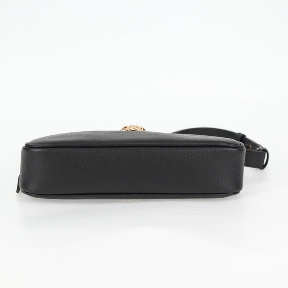 VERSACE Hand Bag Leather Gold Black Auth 118698M