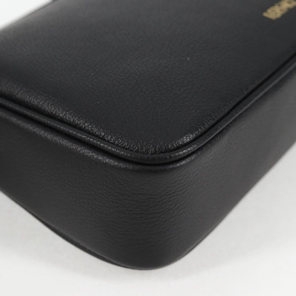 VERSACE Hand Bag Leather Gold Black Auth 118699A