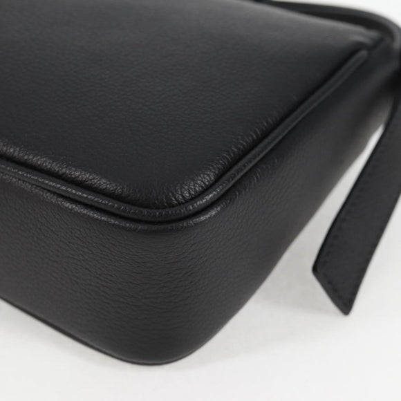 VERSACE Hand Bag Leather Gold Black Auth 118699V