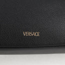 VERSACE Hand Bag Leather Gold Black Auth 118699A-14