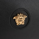 VERSACE Hand Bag Leather Gold Black Auth 118699A-15