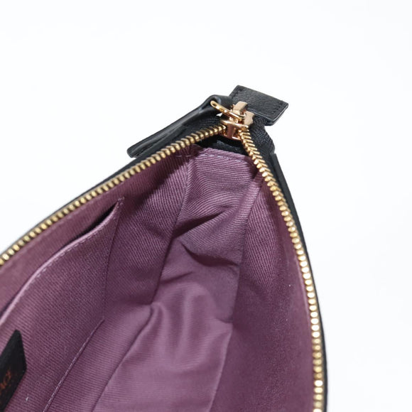 VERSACE Hand Bag Leather Gold Black Auth 118699A