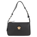 VERSACE Hand Bag Leather Gold Black Auth 118699A-2