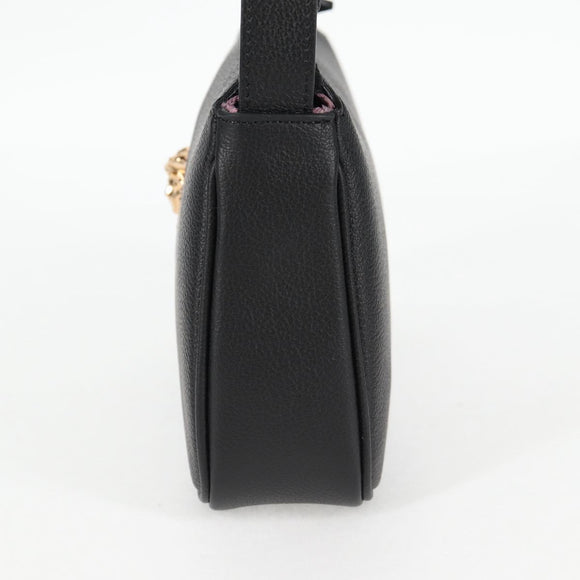 VERSACE Hand Bag Leather Gold Black Auth 118699A