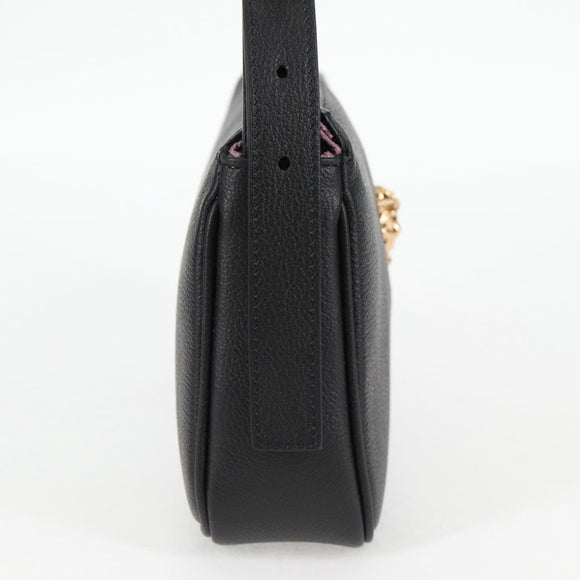 VERSACE Hand Bag Leather Gold Black Auth 118699A