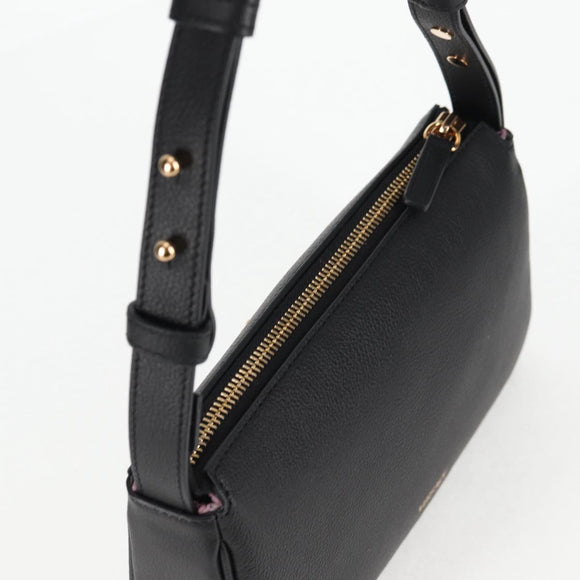 VERSACE Hand Bag Leather Gold Black Auth 118699A