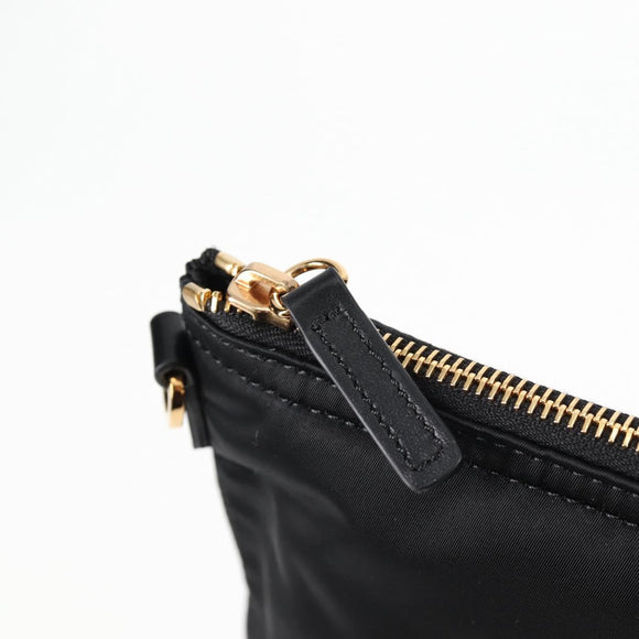 VERSACE Hand Bag Nylon 2way Black Gold Auth 118725V