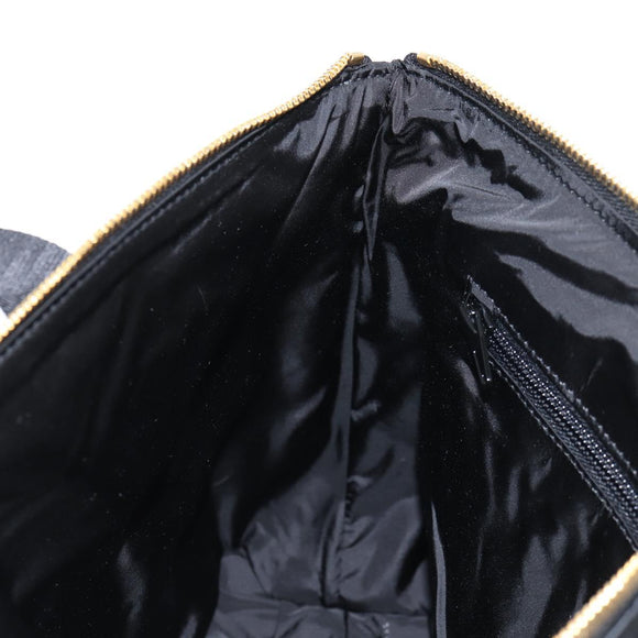 VERSACE Hand Bag Nylon 2way Black Gold Auth 118725A