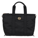 VERSACE Hand Bag Nylon 2way Black Gold Auth 118725A-13