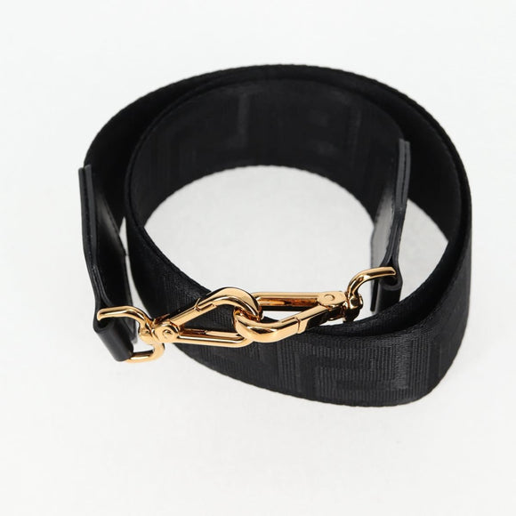 VERSACE Hand Bag Nylon 2way Black Gold Auth 118725A