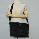 VERSACE Hand Bag Nylon 2way Black Gold Auth 118725A-24