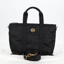 VERSACE Hand Bag Nylon 2way Black Gold Auth 118725V-12