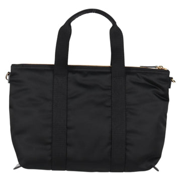 VERSACE Hand Bag Nylon 2way Black Gold Auth 118725A - 0