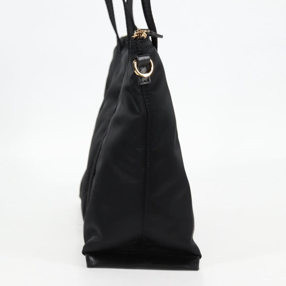 VERSACE Hand Bag Nylon 2way Black Gold Auth 118725A