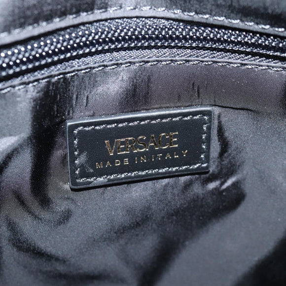 VERSACE Hand Bag Nylon 2way Black Gold Auth 118726A
