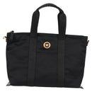 VERSACE Hand Bag Nylon 2way Black Gold Auth 118726A-13