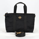 VERSACE Hand Bag Nylon 2way Black Gold Auth 118726A-12