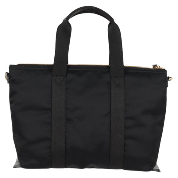 VERSACE Hand Bag Nylon 2way Black Gold Auth 118726A