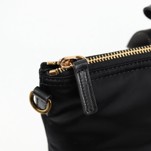VERSACE Hand Bag Nylon 2way Black Gold Auth 118727V