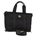 VERSACE Hand Bag Nylon 2way Black Gold Auth 118727V-1