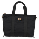 VERSACE Hand Bag Nylon 2way Black Gold Auth 118727A-13