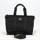 VERSACE Hand Bag Nylon 2way Black Gold Auth 118727A-12