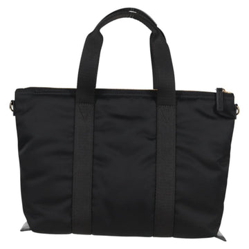 VERSACE Hand Bag Nylon 2way Black Gold Auth 118727A - 0