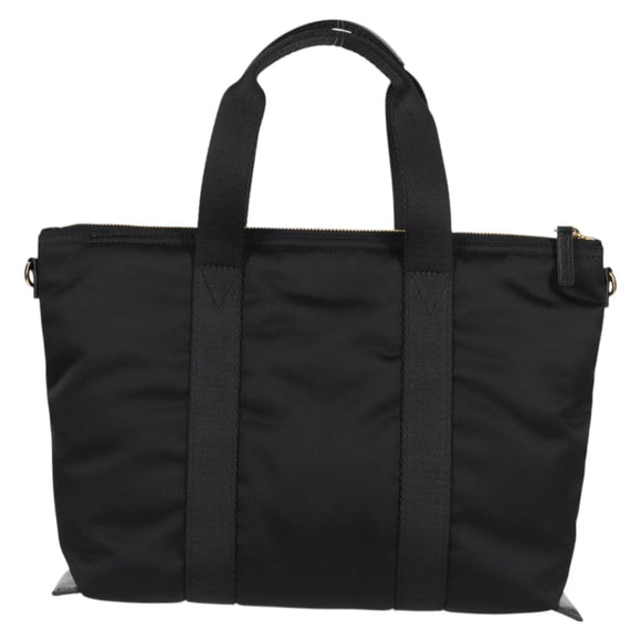 VERSACE Hand Bag Nylon 2way Black Gold Auth 118727V