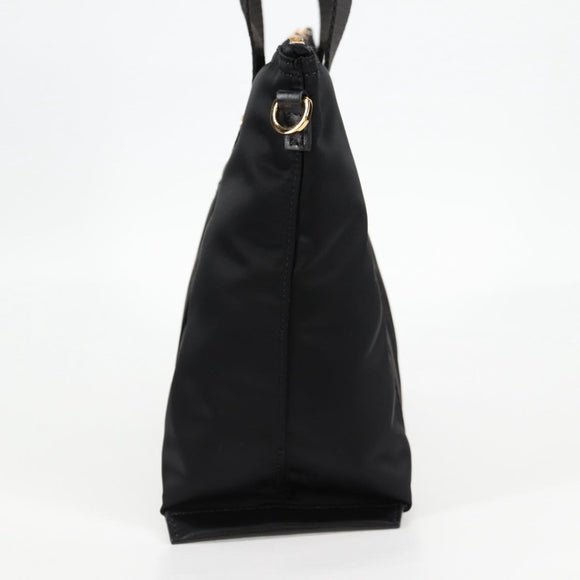 VERSACE Hand Bag Nylon 2way Black Gold Auth 118727A