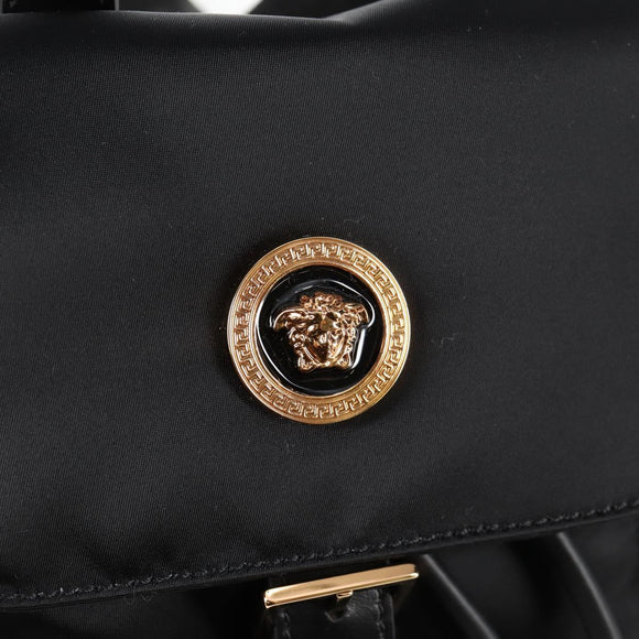 VERSACE Backpack Nylon Black Gold Auth 118728V