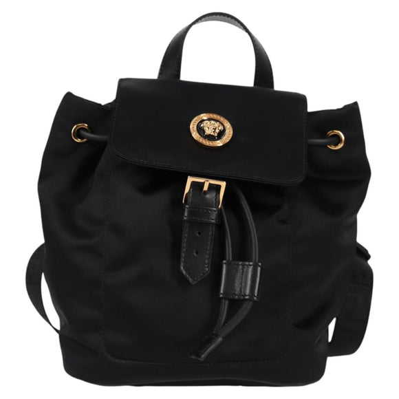 VERSACE Backpack Nylon Black Gold Auth 118728V