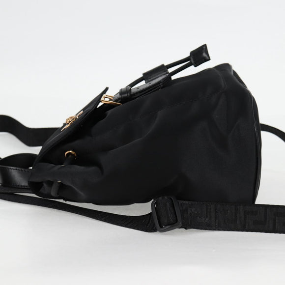 VERSACE Backpack Nylon Black Gold Auth 118728V