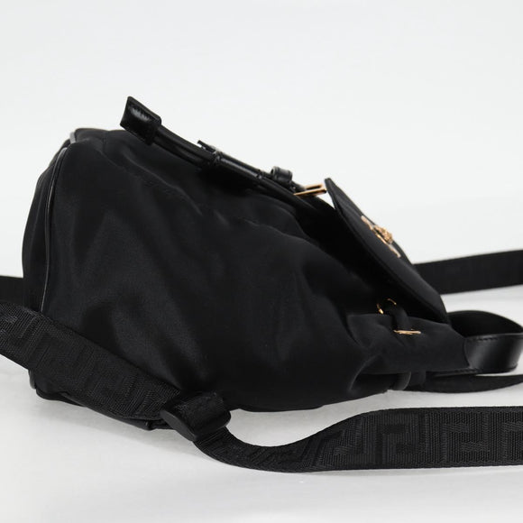 VERSACE Backpack Nylon Black Gold Auth 118728V