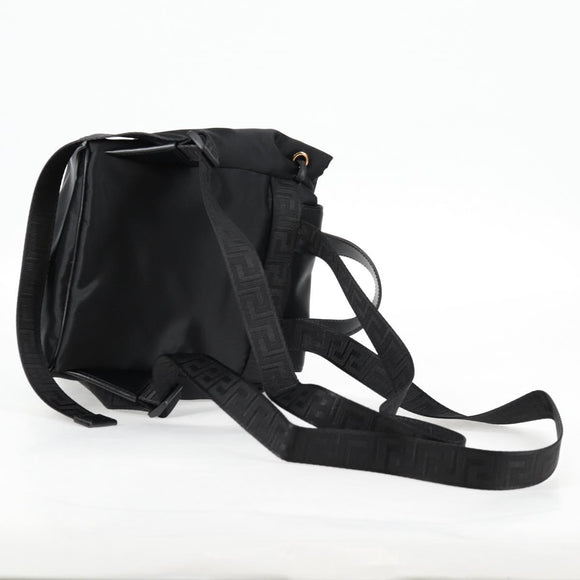 VERSACE Backpack Nylon Black Gold Auth 118728V
