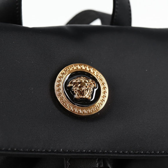 VERSACE Backpack Nylon Black Gold Auth 118729A
