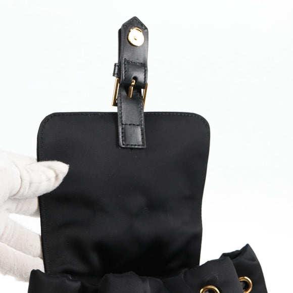 VERSACE Backpack Nylon Black Gold Auth 118729A