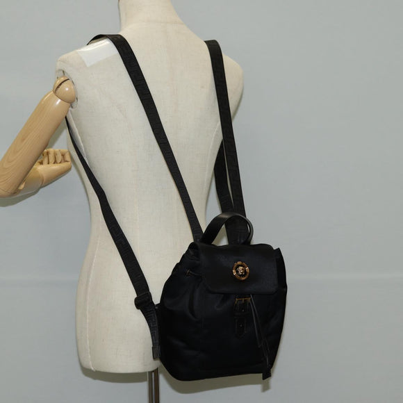 VERSACE Backpack Nylon Black Gold Auth 118729A