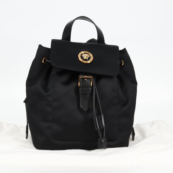 VERSACE Backpack Nylon Black Gold Auth 118729V