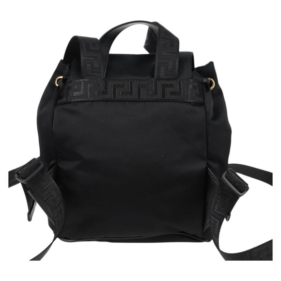 VERSACE Backpack Nylon Black Gold Auth 118729V
